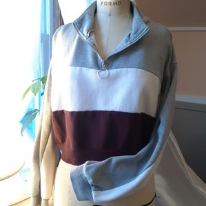 Quarter Zip Color Block Sweater Sz L